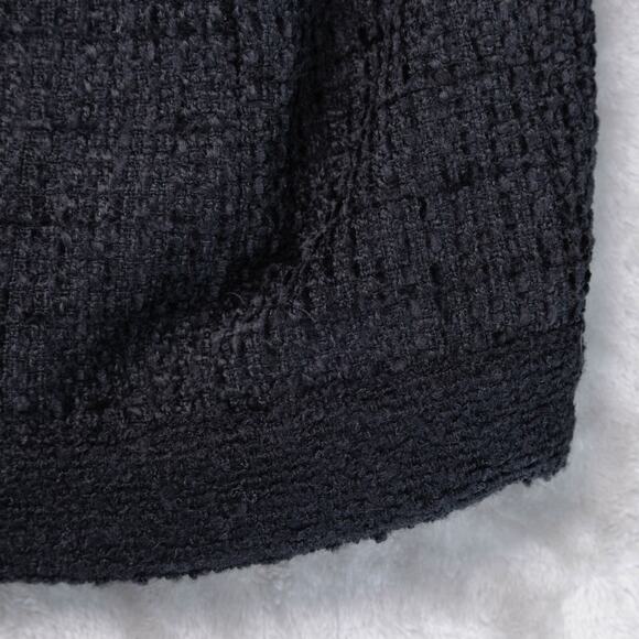 H&M Black Textured Weave Wool Blend Tweed Lined Collarless Jacket Womens Size L - Picture 14 of 16